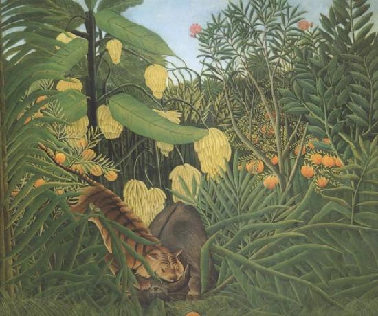 Henri Rousseau Fight Between Tiger and Buffalo Norge oil painting art